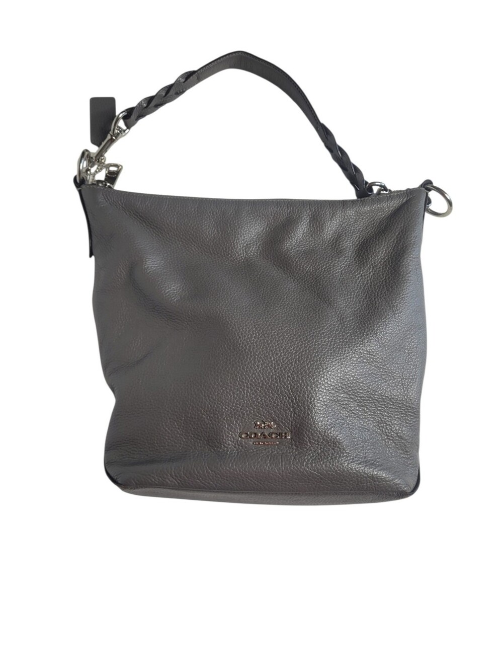 Coach Abby Duffle Chalk Soft Pebbled Leather Shoulder Bag Grey